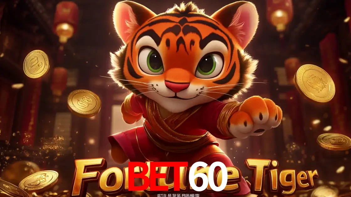 O carismático mascote do jogo de slot Fortune Tiger, um tigre fofo em pose de artes marciais, pronto para trazer sorte e multiplicadores de ganhos no cassino online BET60.
